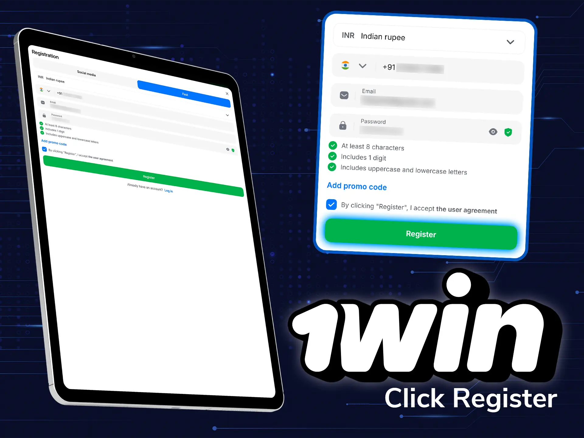 Finish the registration process and get access to the 1win betting platform.